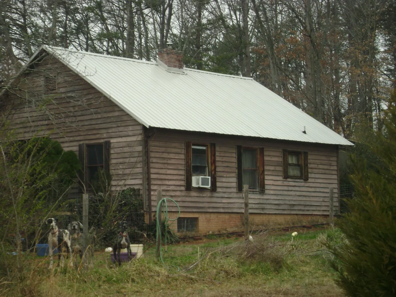 White metal roof on an old wood sided farmhouse, from a Asphalt Shingle Roof Repair job in Deer Lodge